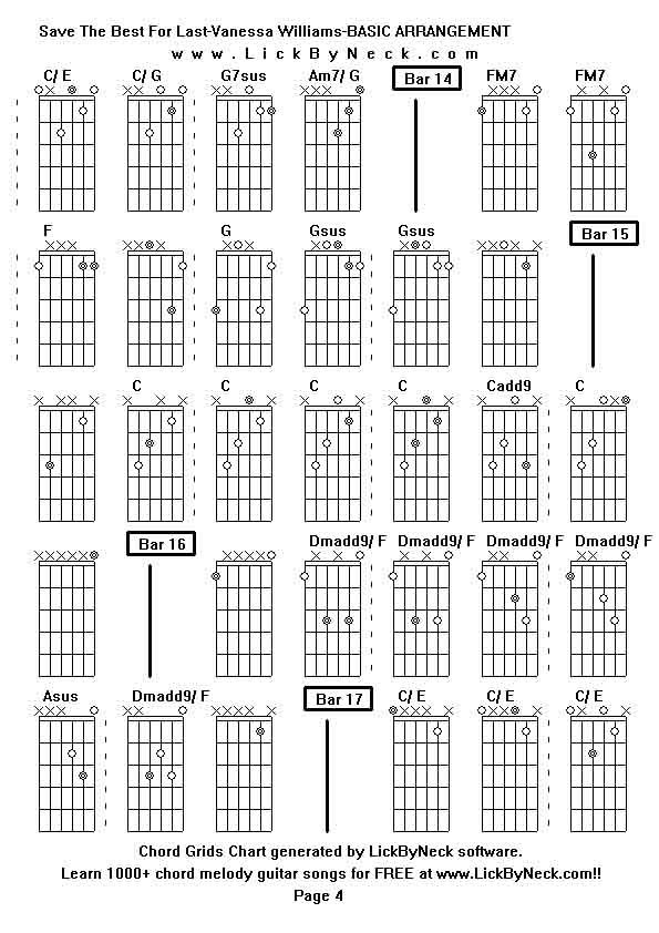 Chord Grids Chart of chord melody fingerstyle guitar song-Save The Best For Last-Vanessa Williams-BASIC ARRANGEMENT,generated by LickByNeck software.